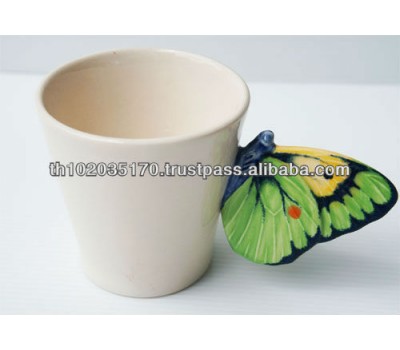 Coffee Set with Hand-painted Butterfly-Green